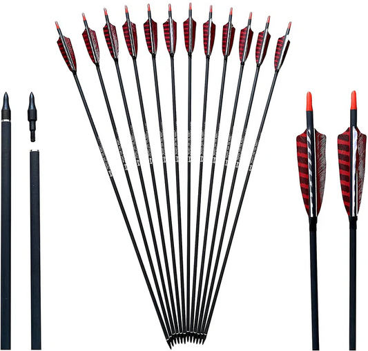 Black Hunter Traditional Carbon Feather Arrows